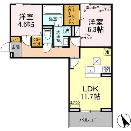 グランテージ海神Eの物件間取画像